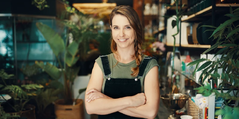 Foto de stock de emprendedora sonriendo